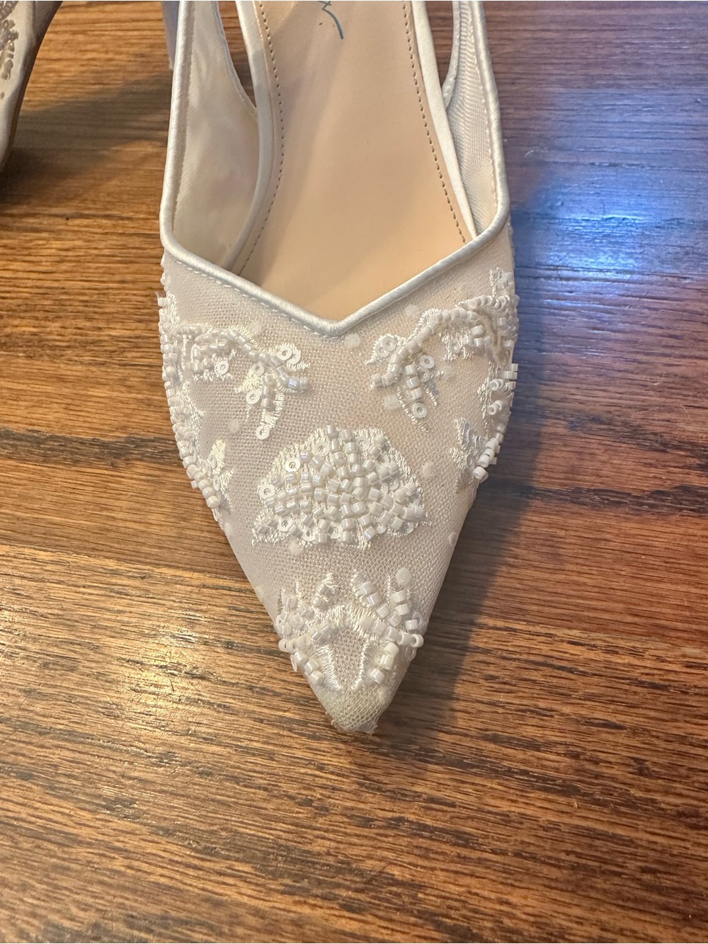 Embroidered Slingback Evening Pump in Ivory - Picture 6 of 16
